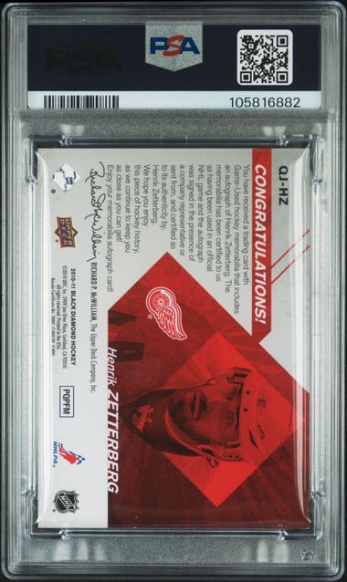 2010 UPPER DECK BLACK DIAMOND QUAD JERSEYS #QJ-HZ HENRIK ZETTERBERG QUAD JRSYS-AUTO-ONYX