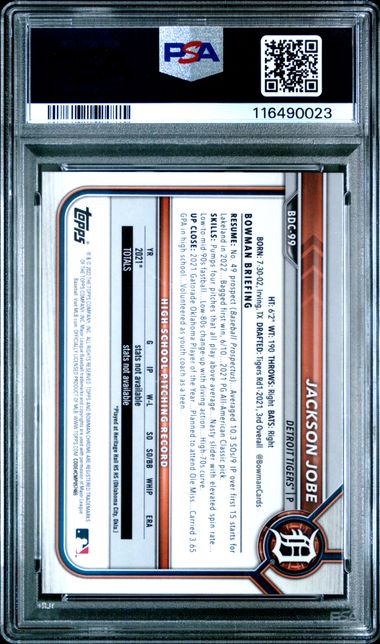 2022 BOWMAN DRAFT CHROME SAPPHIRE EDITION #BDC99 JACKSON JOBE