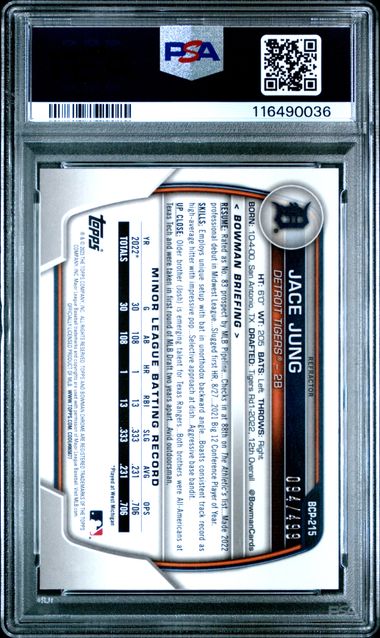 2023 BOWMAN CHROME PROSPECTS #BCP215 JACE JUNG PROSPECTS-REFRACTOR