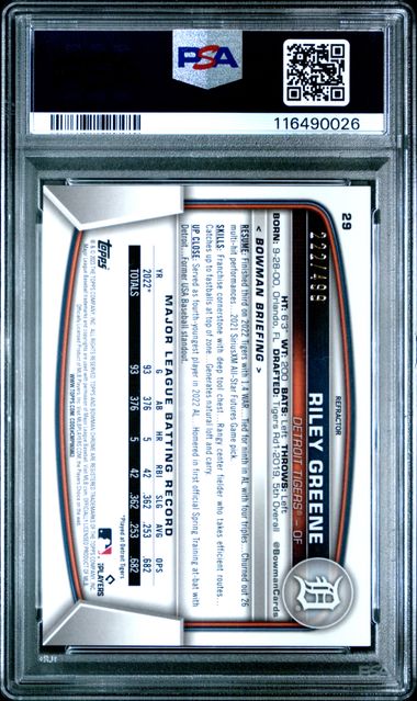2023 BOWMAN CHROME #29 RILEY GREENE REFRACTOR