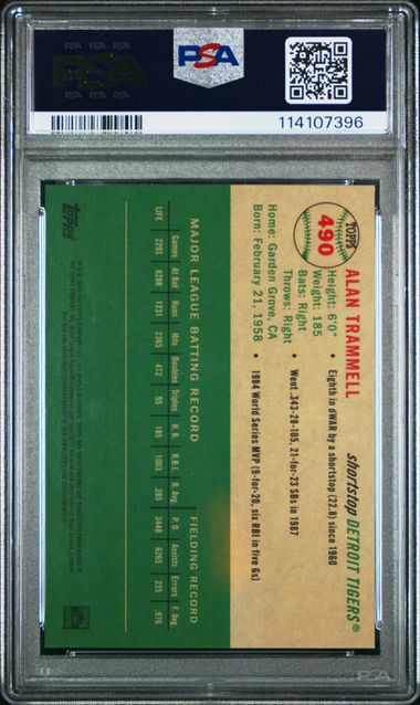 2023 TOPPS CHROME PLATINUM ANNIVERSARY #490 ALAN TRAMMELL SPECKLE REFRACTOR