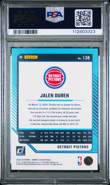 2024 PANINI DONRUSS #138 JALEN DUREN BLUE CHOICE