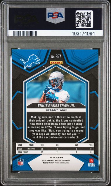 2024 PANINI MOSAIC #357 ENNIS RAKESTRAW JR. REACTIVE BLUE