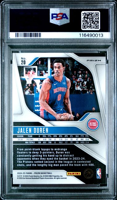 2024 PANINI PRIZM #20 JALEN DUREN BLUE YELLOW GREEN CHOICE