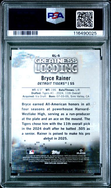 2025 BOWMAN GREATNESS LOADING #GL5 BRYCE RAINER