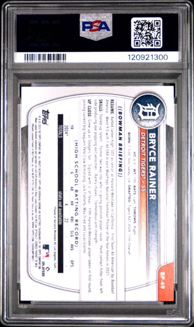 2025 BOWMAN PAPER PROSPECTS #BP49 BRYCE RAINER PAPER PROSPECTS-NEON GREEN