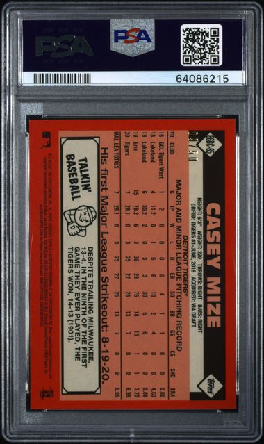 2021 TOPPS SILVER PACK 1986 CHROME PROMO #85 CASEY MIZE GOLD REFRACTOR