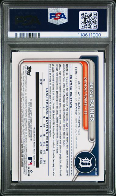 2024 BOWMAN DRAFT CHROME PROSPECT AUTOGRAPHS #CPABR BRYCE RAINER