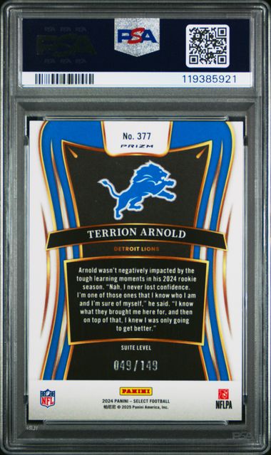 2024 PANINI SELECT #377 TERRION ARNOLD TRI-COLOR PRIZM