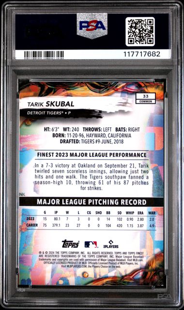 2024 TOPPS FINEST #33 TARIK SKUBAL GREEN REFRACTOR