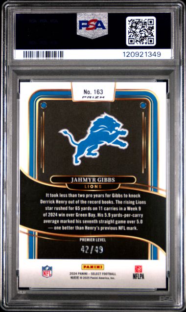 2024 PANINI SELECT #163 JAHMYR GIBBS NEON GREEN PRIZM