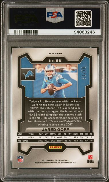 2023 PANINI PRIZM #98 JARED GOFF NO HUDDLE RED