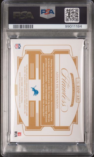 2022 PANINI FLAWLESS ROOKIE DUAL PATCH AUTOGRAPHS #RDPAH AIDAN HUTCHINSON RK DUAL PATCH AUTO-RUBY