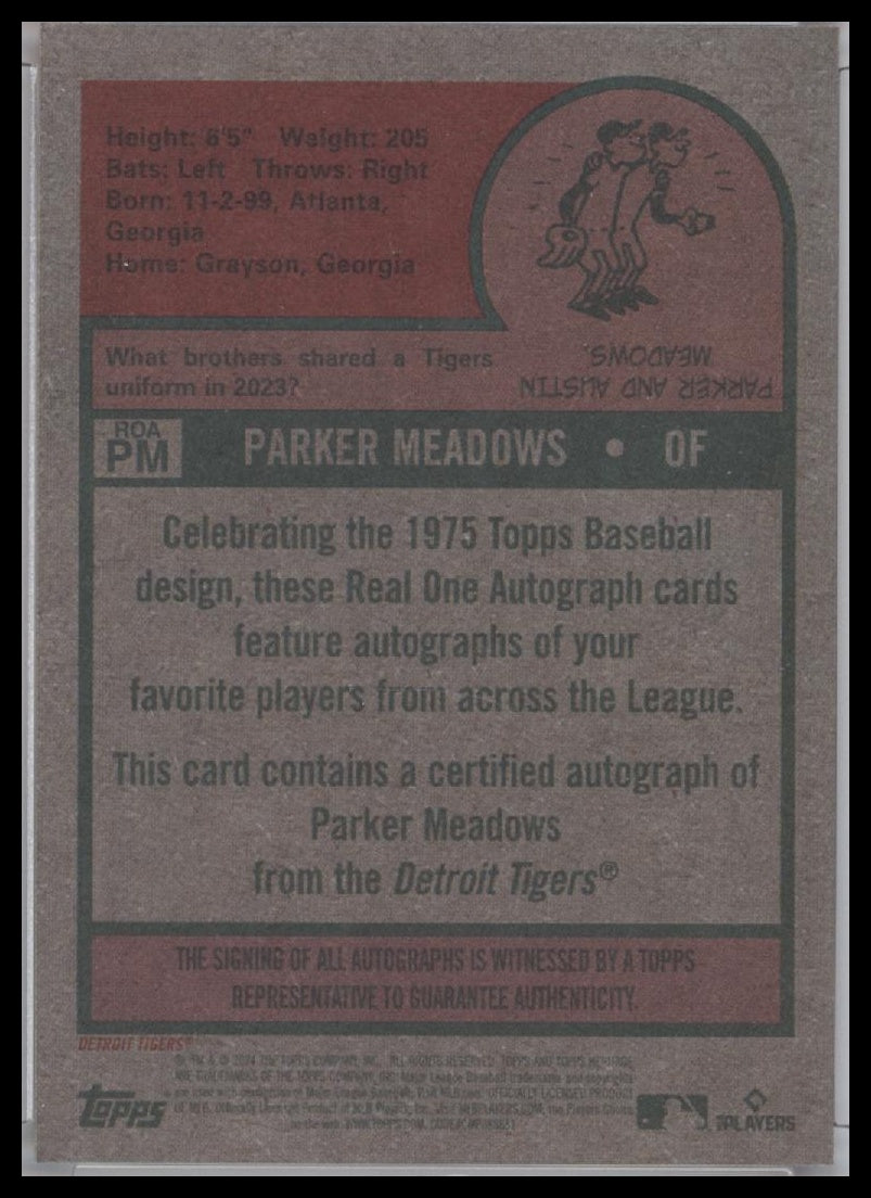 2024 Topps Heritage High Number - Real One Autographs Parker Meadows #ROA-PM