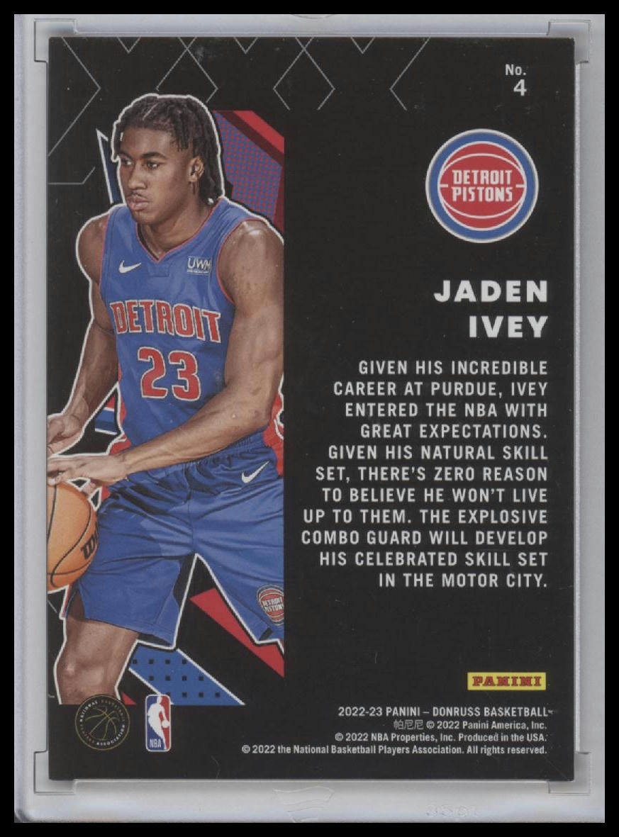 2022-23 Donruss Great X-Pectations Holo Laser 11/15 JADEN IVEY Pistons RC #4