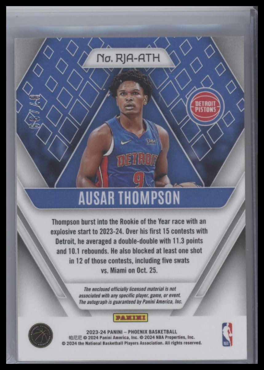 2023-24 Panini Phoenix Basketball Ausar Thompson #RJA-ATH Purple Holo /99