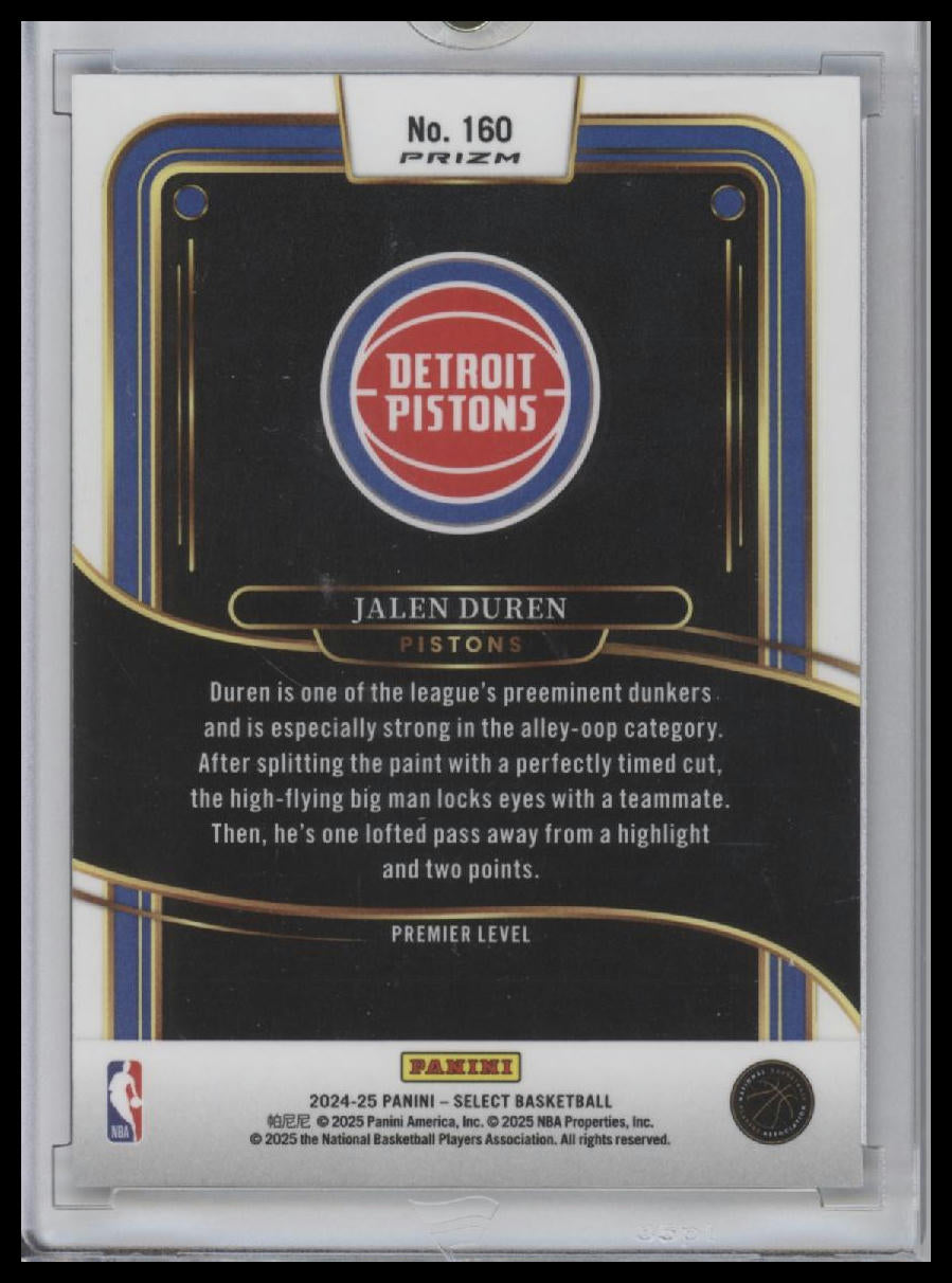 2024-25 PANINI SELECT PREMEIRE LEVEL #160 JALEN DUREN PISTONS- RED, WHITE, BLUE WAVE
