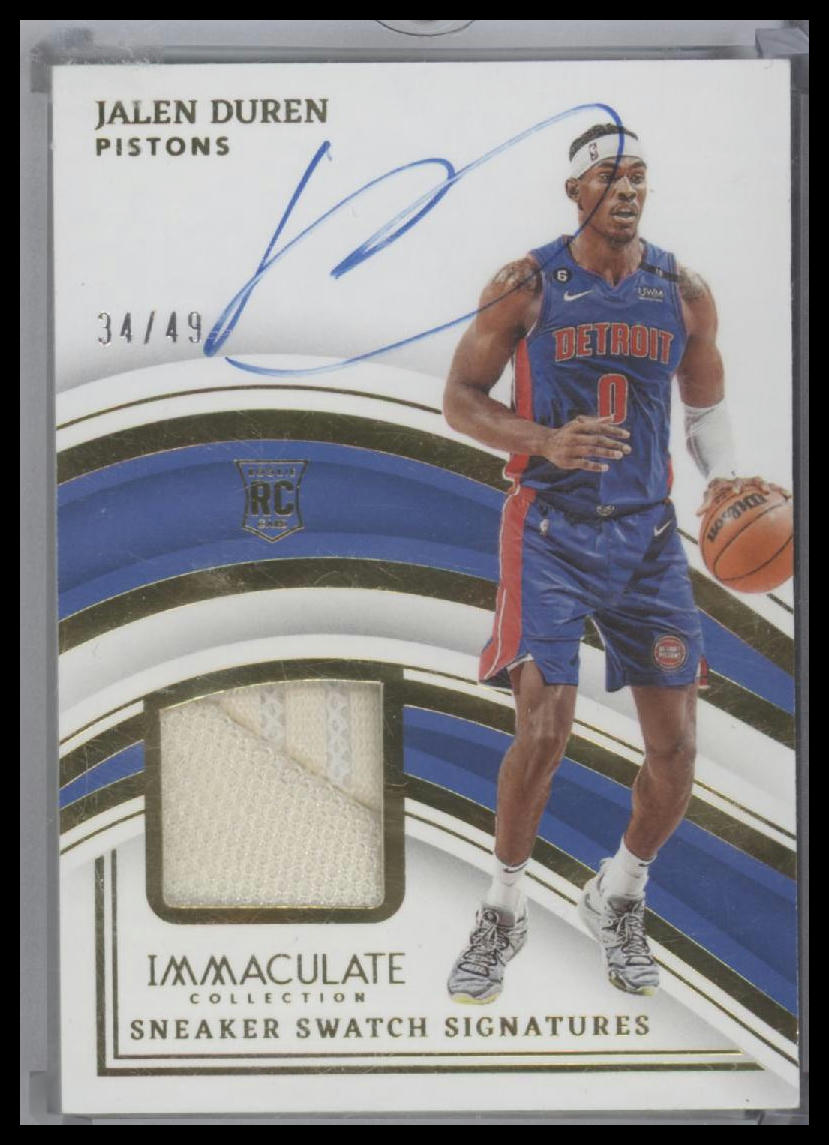 Jalen Duren 2022-23 Panini Immaculate RC Rookie Sneaker Swatch Patch Auto /49