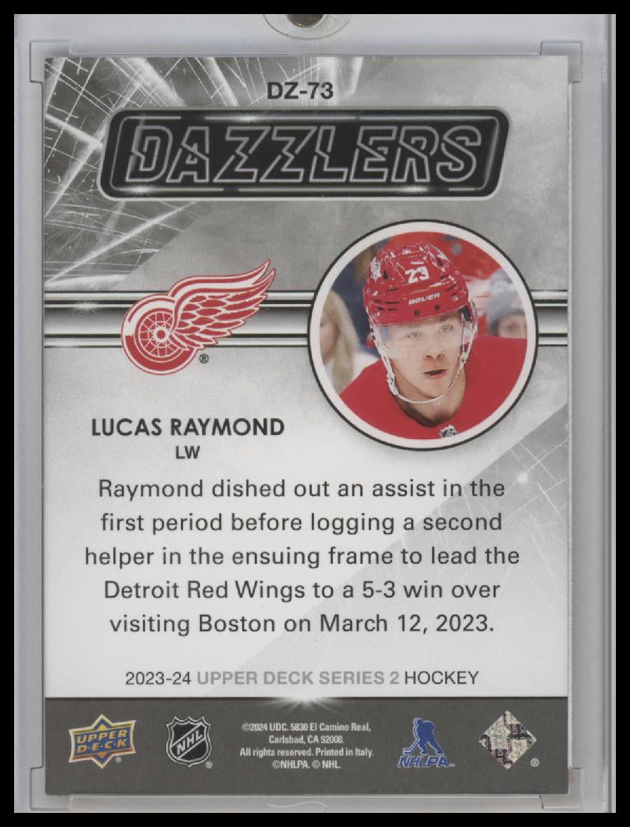 Lucas Raymond 2023-24 Upper Deck Series 2 Dazzlers Orange Insert Card #DZ-73