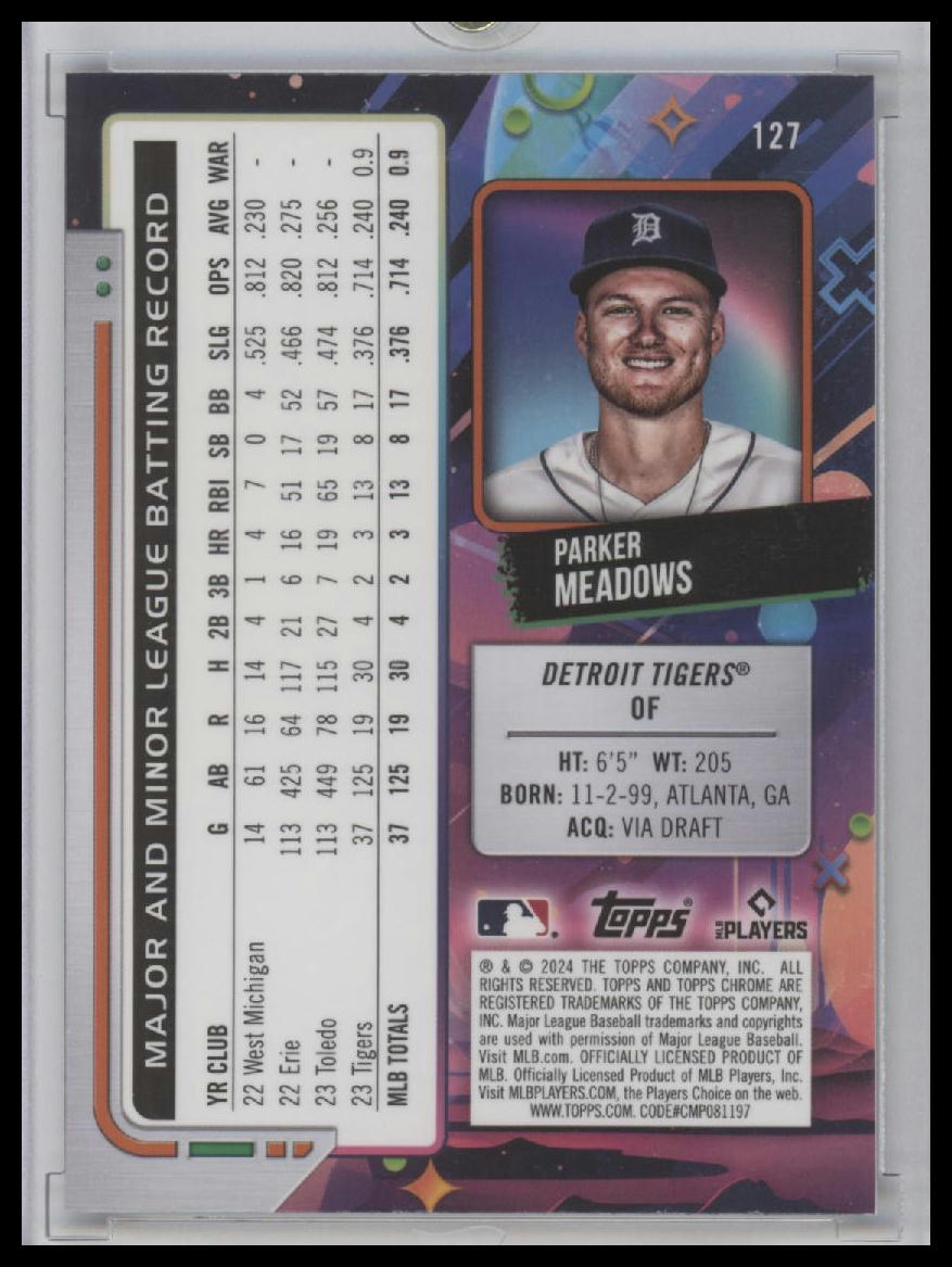 2024 Topps Chrome Cosmic #127 Parker Meadows Nucleus Refractor