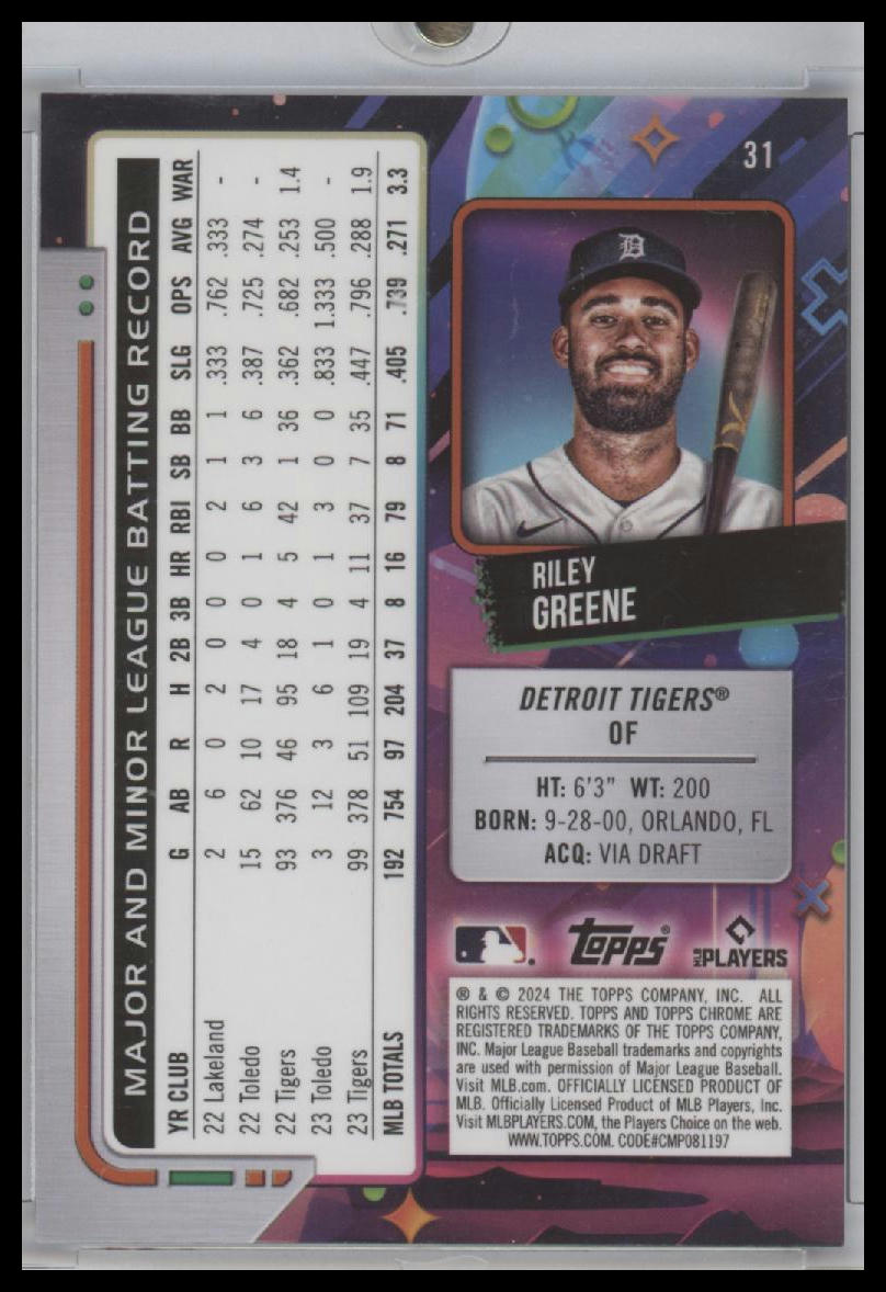 Riley Greene 2024 Topps Cosmic Chrome Nucleus Refractor #31 Detroit Tigers