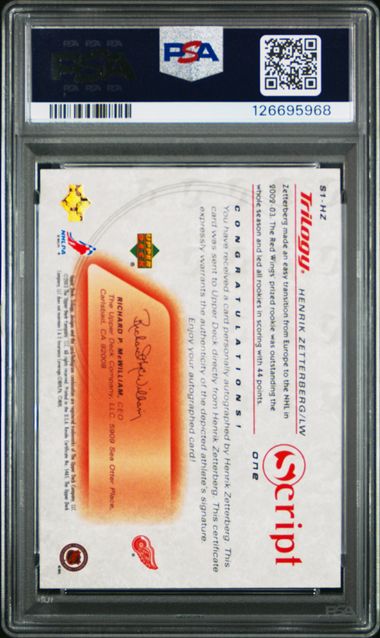 2003 UPPER DECK TRILOGY SCRIPT ONE #S1-HZ HENRIK ZETTERBERG SCRIPT ONE