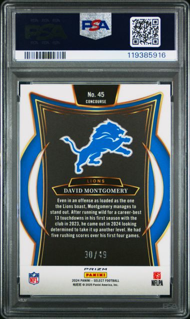 2024 PANINI SELECT #45 DAVID MONTGOMERY ORANGE PRIZM