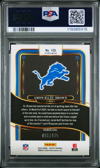 2024 PANINI SELECT #105 AMON-RA ST. BROWN BLUE PRIZM