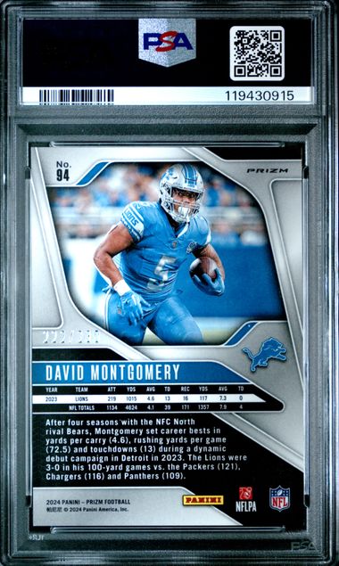 2024 PANINI PRIZM #94 DAVID MONTGOMERY BLUE WAVE