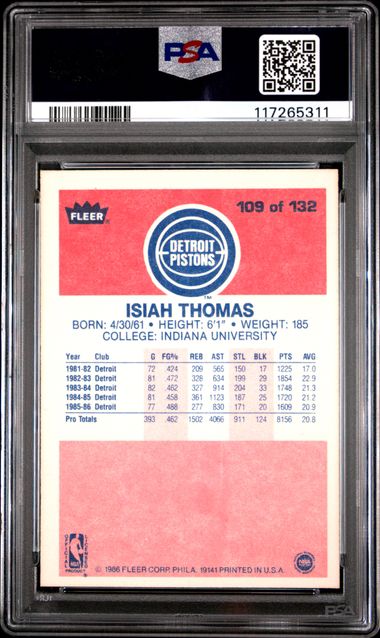 1986 FLEER #109 ISIAH THOMAS