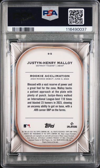 2025 TOPPS TRIBUTE #95 JUSTYN-HENRY MALLOY BLUE