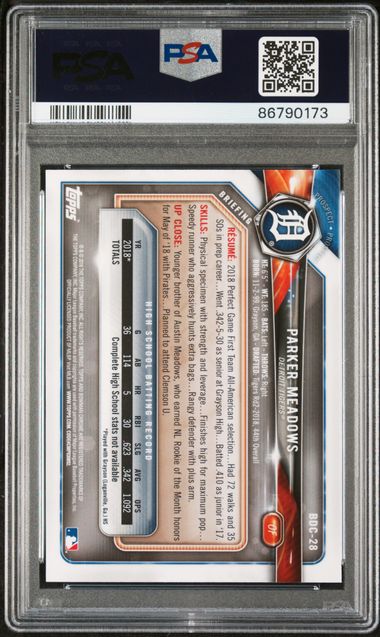 2018 BOWMAN DRAFT #BDC28 PARKER MEADOWS CHROME