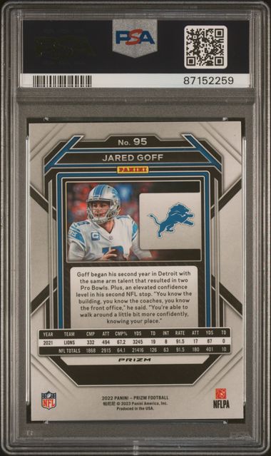 2022 PANINI PRIZM #95 JARED GOFF BLACK & WHITE CHECKER