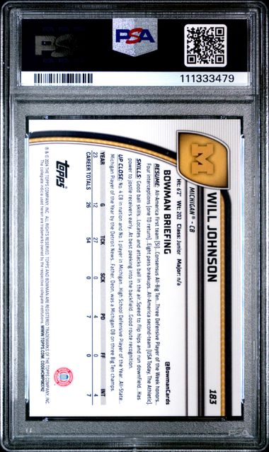 2024 BOWMAN UNIVERSITY CHROME #183 WILL JOHNSON TEAL LAVA