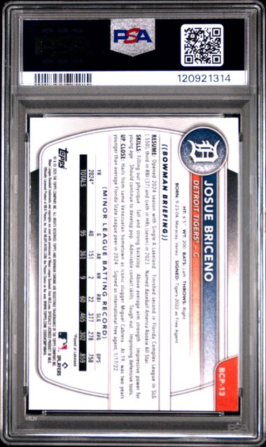 2025 BOWMAN CHROME PROSPECTS #BCP13 JOSUE BRICENO