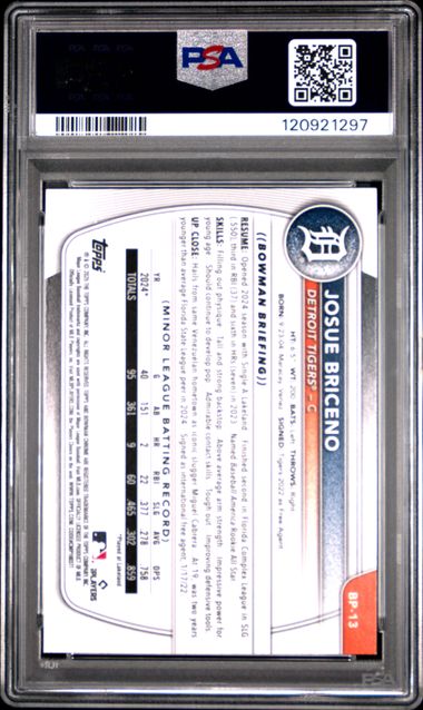 2025 BOWMAN PAPER PROSPECTS #BP13 JOSUE BRICENO PAPER PROSPECTS-SKY BLUE