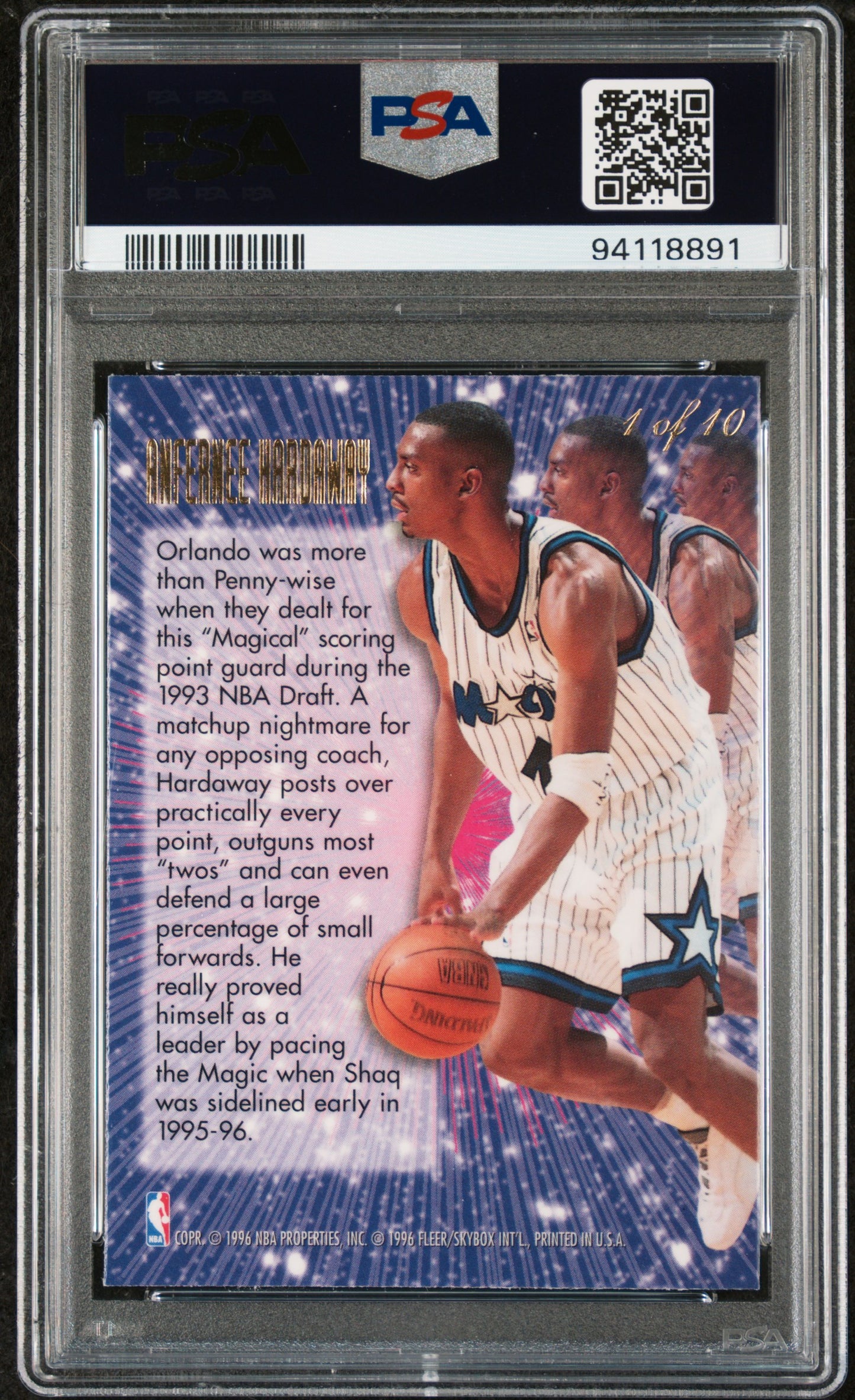 1995 Flair New Heights #1 Anfernee Hardaway PSA 10