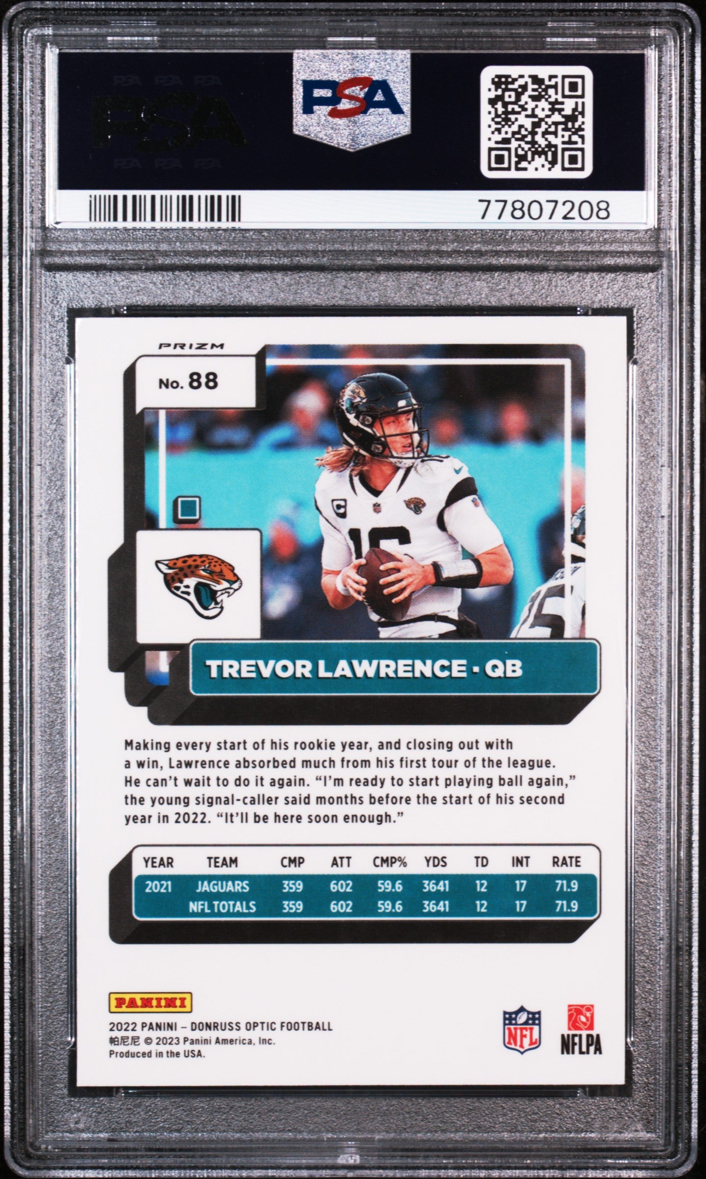 2022 Panini Donruss Optic #88 Trevor Lawrence Stars PSA 10