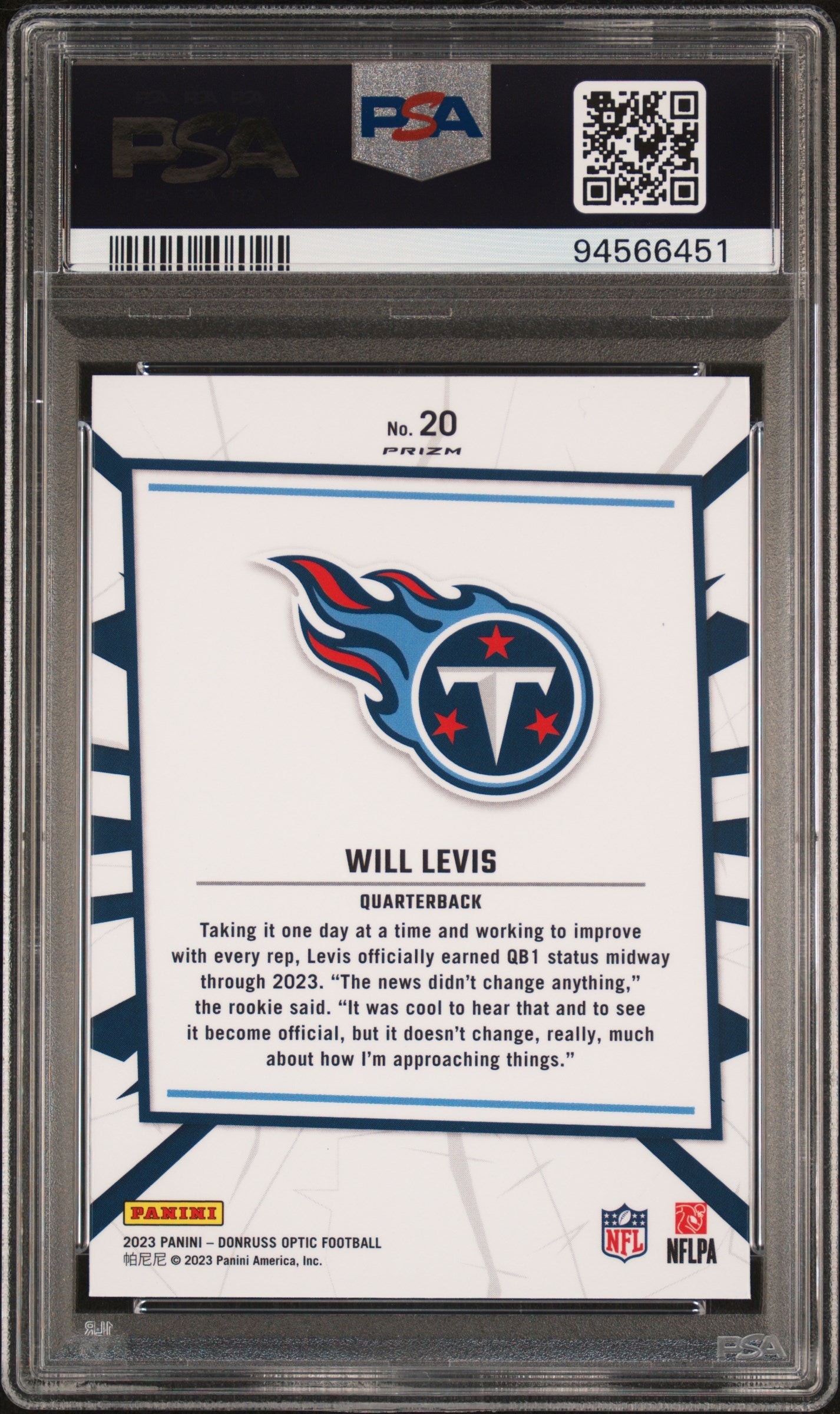 2023 Panini Donruss Optic My House! #20 Will Levis PSA 10