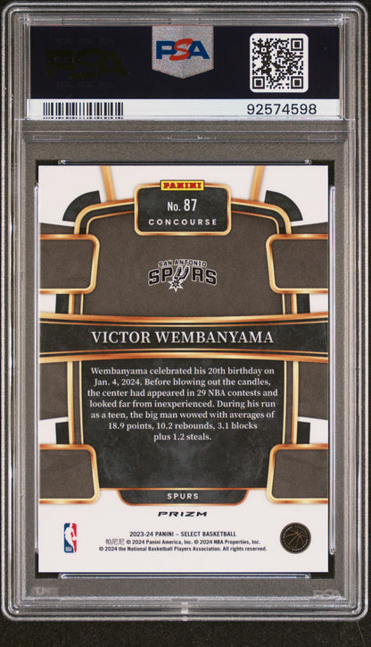 2023 Panini Select #87 Victor Wembanyama Silver Prizm PSA 10