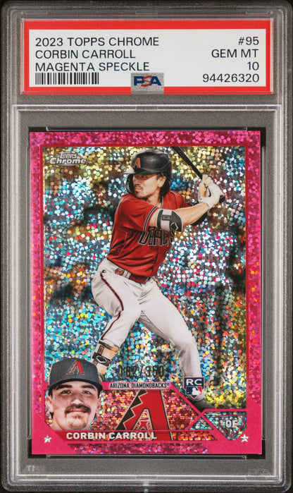 2023 Topps Chrome #95 Corbin Carroll Magenta Speckle PSA 10