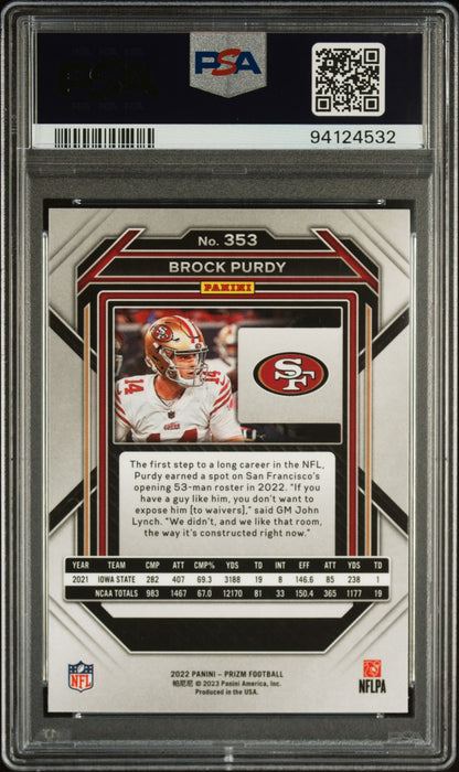 2022 Panini Prizm #353 Brock Purdy PSA 10