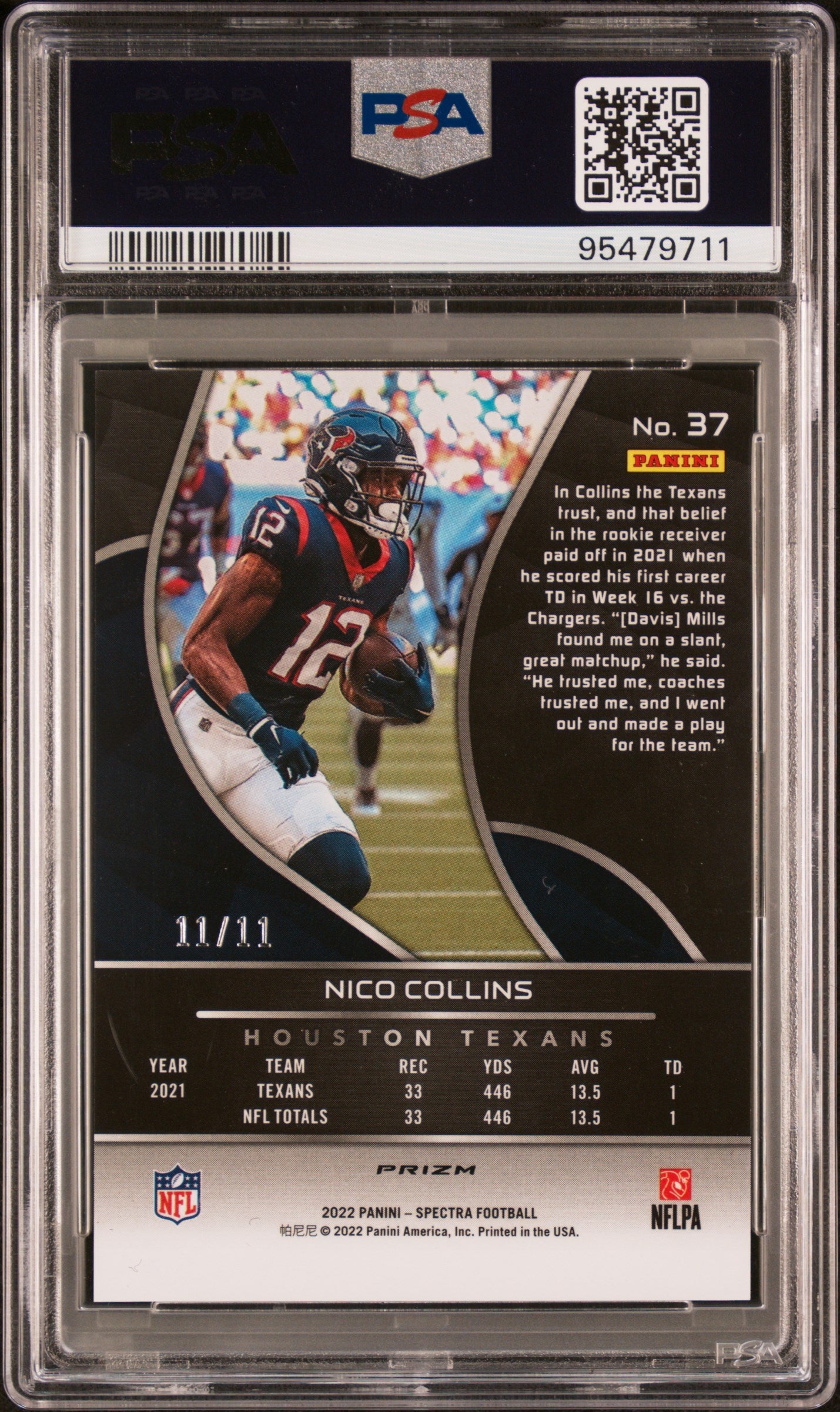 2022 Panini Spectra #37 Nico Collins Wave PSA 9