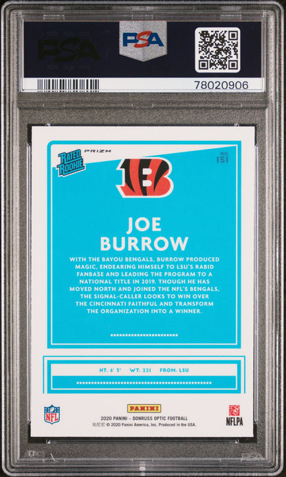 2020 Panini Donruss Optic #151 Joe Burrow Holo PSA 9