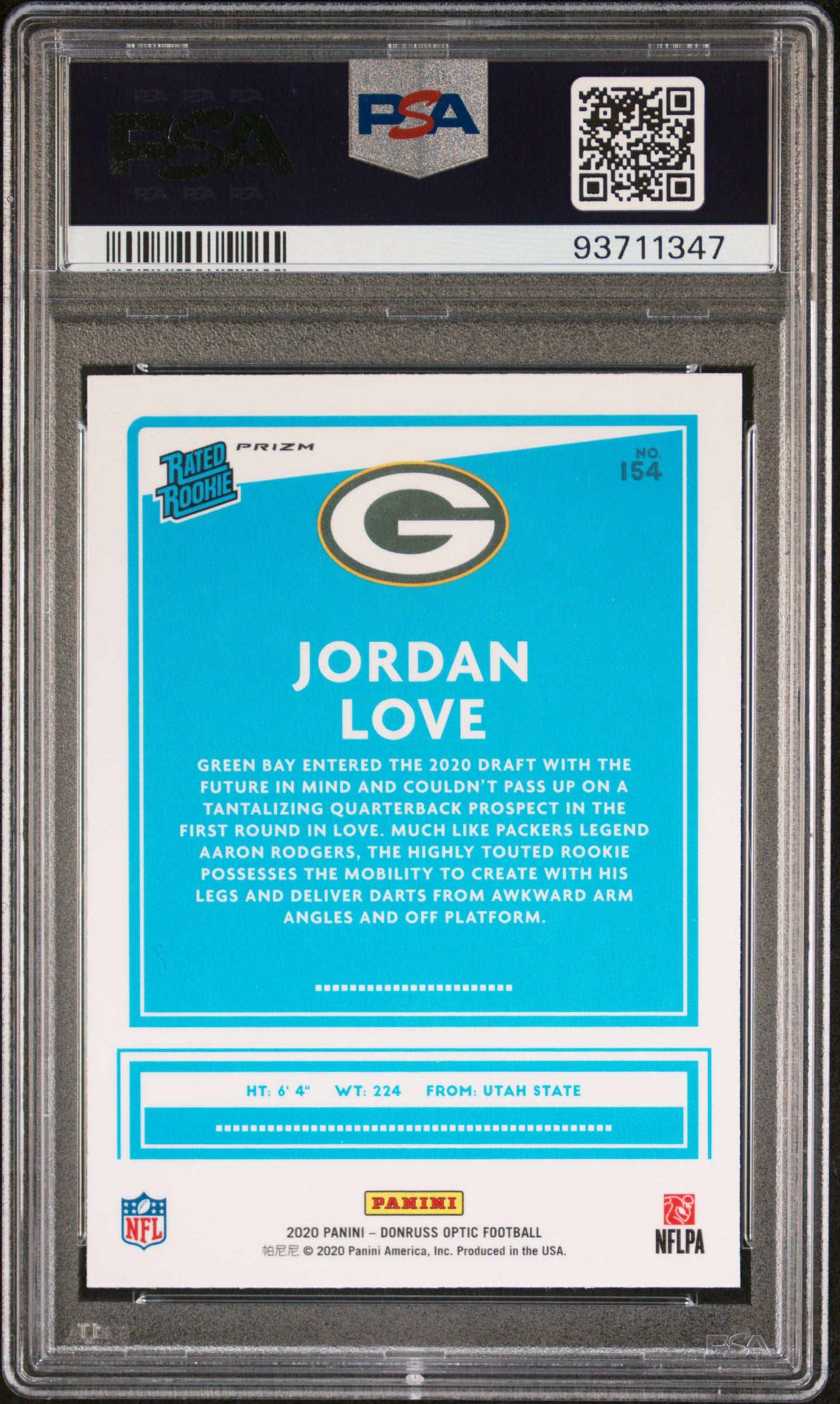 2020 Panini Donruss Optic #154 Jordan Love Holo PSA 10