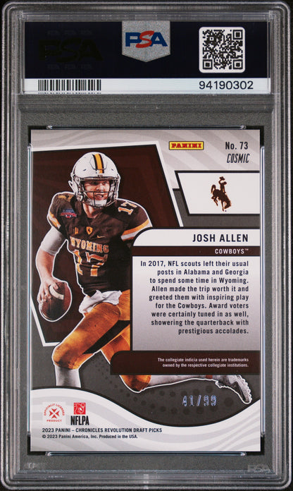 2023 Panini Chronicles Draft Picks Revolution #73 Josh Allen Cosmic PSA 10