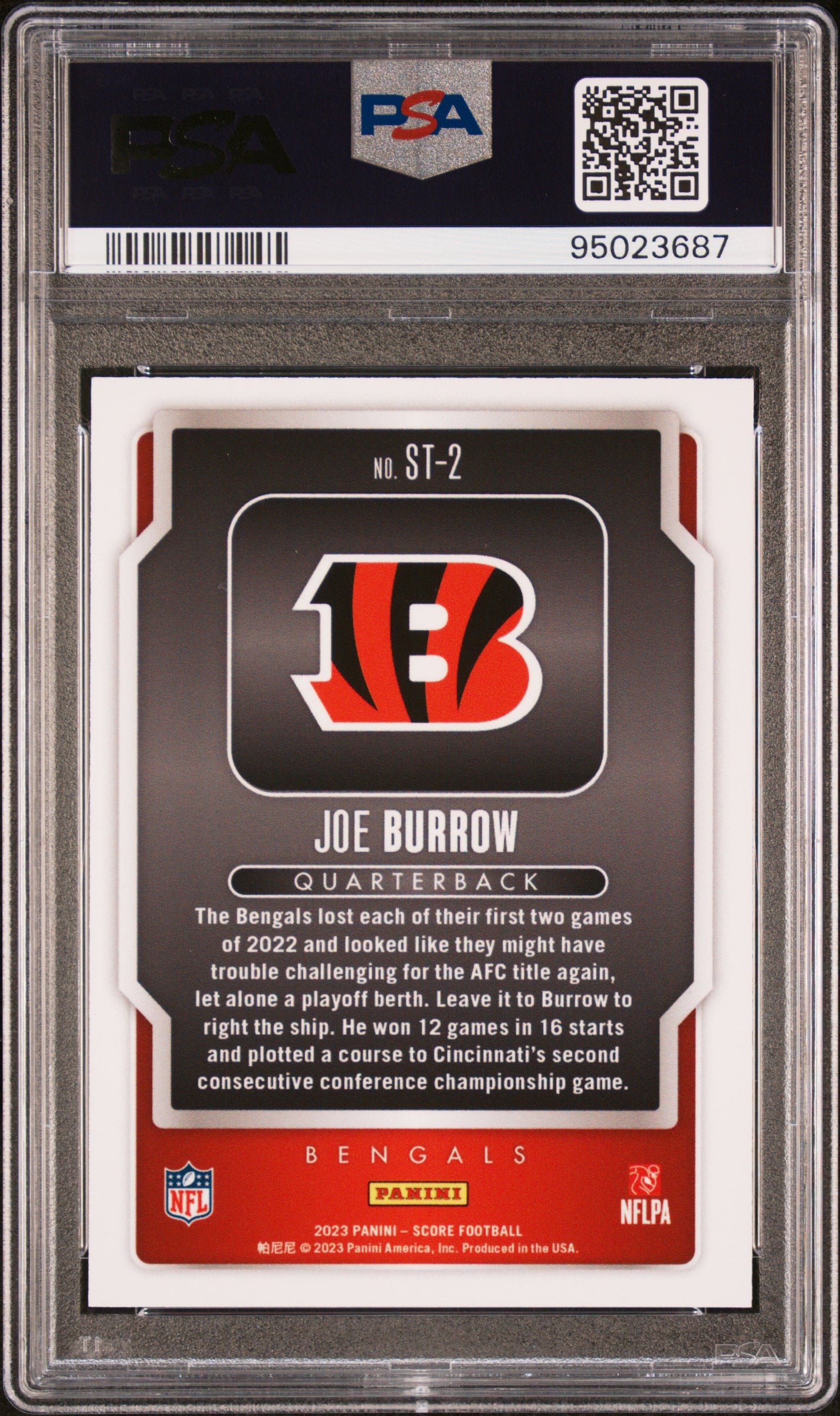 2023 Panini Score Showtime #ST2 Joe Burrow PSA 10