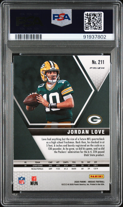 2020 Panini Mosaic #211 Jordan Love Reactive Gold PSA 10