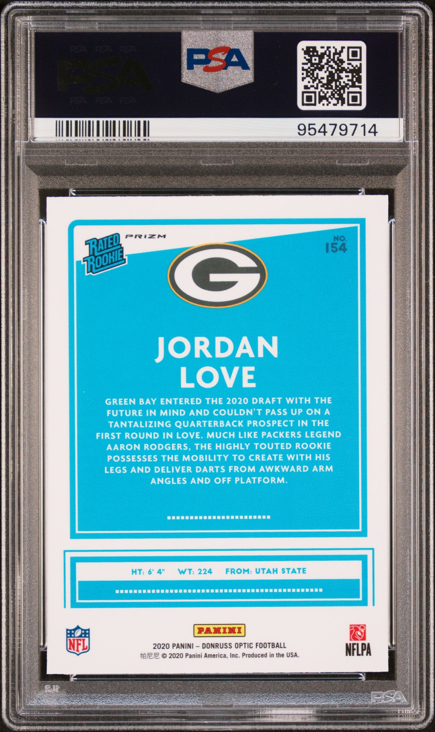 2020 Panini Donruss Optic #154 Jordan Love Holo PSA 9