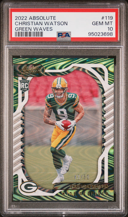 2022 Panini Absolute #119 Christian Watson Green Waves PSA 10